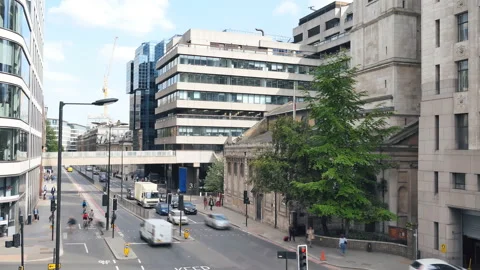 Time lapse. High angle view of the central road. London. Stock Footage 90354585