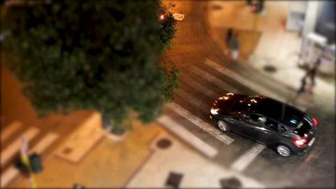 A time lapse of high angle view in front of the station in shania night time Stock Footage 120800097