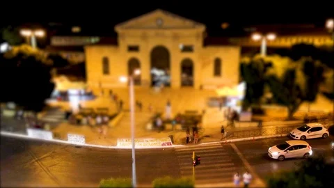 A time lapse of high angle view in front of the station in shania night time Stock Footage 120800509
