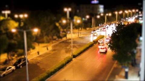 A time lapse of high angle view in front of the station in shania night time Stock Footage 120800539