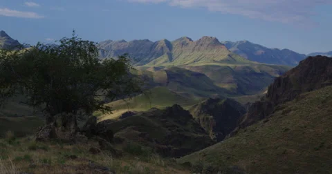 Time lapse, High Desert canyons, green from spring rains, Imnaha River OR Stock Footage 59550233