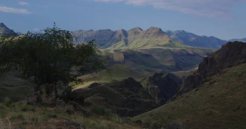 Time lapse, High Desert canyons, green from spring rains, Imnaha River OR Stock Footage 59551855