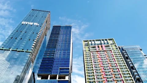 Time lapse of high rise building from low angle Stock Footage 195825823