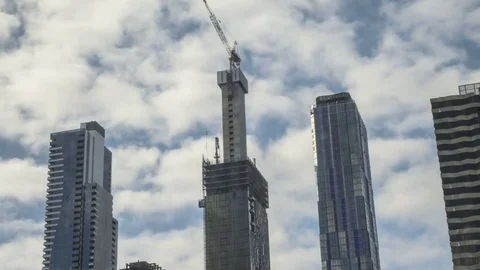Time Lapse of High Rise Office Building Under Construction Melbourne, Australia Vidéo 76893517
