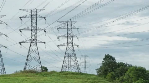 Time lapse of High voltage electric towers. Stock Footage 163621776