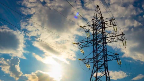 Time lapse of high voltage pole Stock Footage 169361490