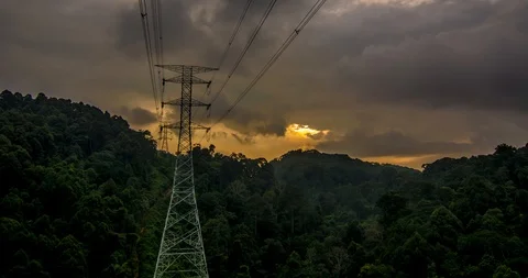 Time lapse of high voltage power line Stock Footage 89906663