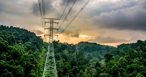 Time lapse of high voltage power line Stock Footage 89906665