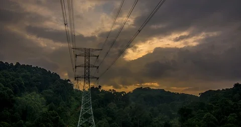 Time lapse of high voltage power line Stock Footage 89907108
