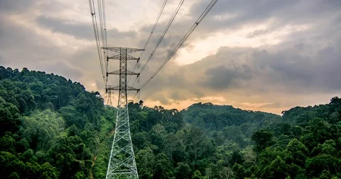 Time lapse of high voltage power line Stock Footage 89907110