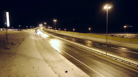 Time lapse highway at night Stockbeeldmateriaal 46012766