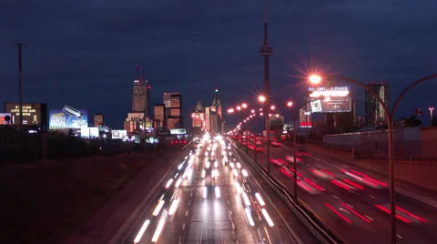 Time Lapse Highway night, Toronto Stock Footage 34685478