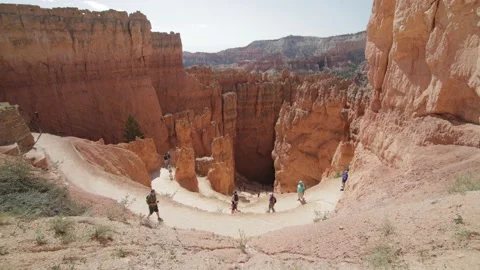 Time-lapse of hikers on the Navajo Loop Trail in Bryce Canyon National Park Stock Footage 134655282