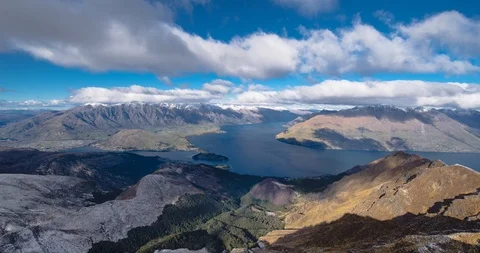 Time lapse - Hill Viewpoint on Ben Lomond Summit, Queenstown, New Zealand Stock Footage 92087118