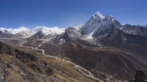 Time lapse of Himalayas mountain range from top view of Dingboche view point Stock Footage 111747708