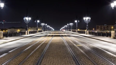 Time lapse of historic Pont de pierre bridge in Bordeaux, France Stock Footage 95942496