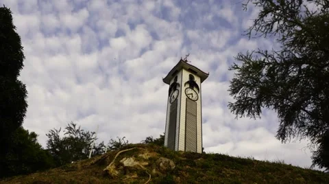 Time lapse of historical Atkinson Tower Clock from day to night Stock Footage 47175256