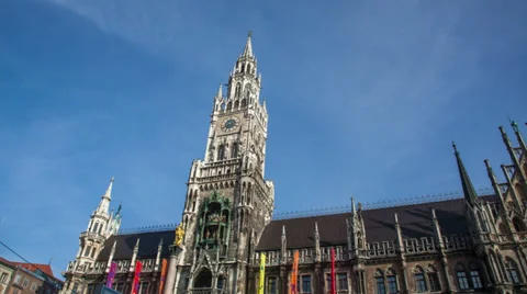 Time lapse of the historical town hall on the main square Marienplatz Stock Footage 35917213