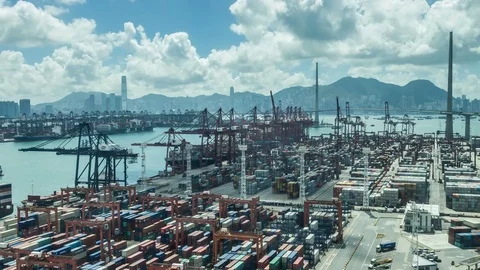 Time lapse of Hong Kong Container Terminal Stock Footage 81176347