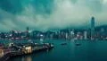 Time-lapse of Hong Kong's Victoria Harbour at blue hour HD Footage