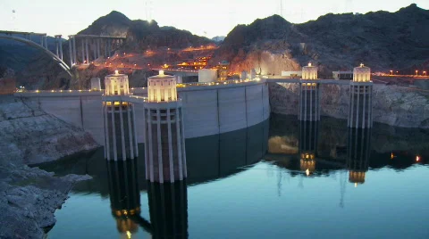 Time Lapse of Hoover Dam - Day to Night Stock Footage