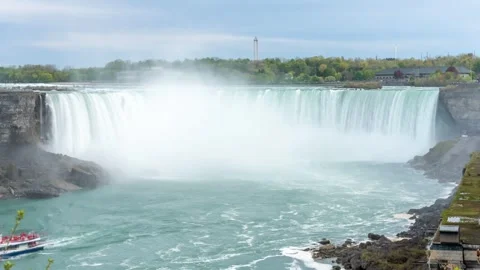 Time lapse of Horseshoe Falls and ‚ÄúMaid of the Mist‚Äô boats at Niagara Falls Stock Footage 344538642