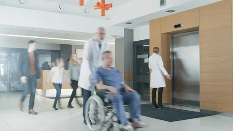Time Lapse in the Hospital. Doctors, Nurses, Assistant Personnel and Patients Stock Footage 90371808