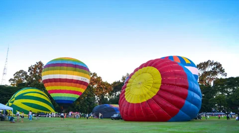 Time Lapse Hot Air Balloon In Thailand International Balloon Festival 2012 Stock Footage 32628005
