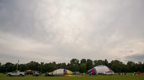 Time lapse hot air balloon inflation Stock Footage 40338304