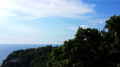 Time lapse of house  in the background trees and sea Video stock 33236851