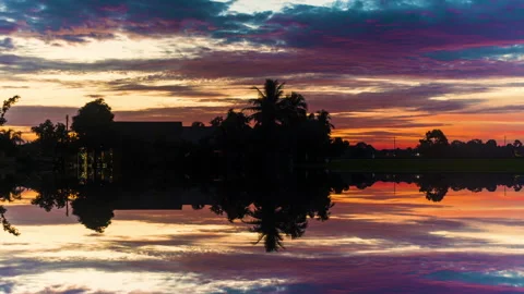 Time Lapse : House At Paddy Field Of Kedah,Malaysia From Day To Night.HD Stock Footage 135729205