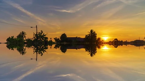 Time Lapse : House At Paddy Field Of Kedah,Malaysia From Day To Night.HD Stock Footage 137162157