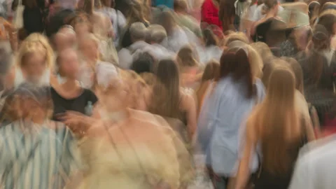 Time-lapse huge crowd of people walking city street, many pedestrians rush hour Stock Footage 287654858