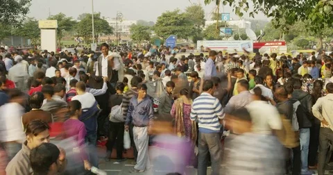 Time Lapse of Huge Crowds Shopping in Palika Bazaar, New Delhi, India Stock Footage 73001834