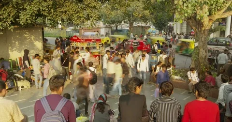 Time Lapse of Huge Crowds Shopping in Palika Bazaar, New Delhi, India Stock Footage 73004982
