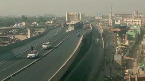 Time lapse Huge traffic jam in mega city Dhaka. Stock Footage 302682420