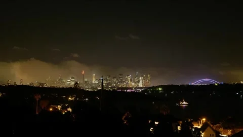 Time lapse hundreds of boats leave Sydney NYE celebrations 4K Video stock 296932011