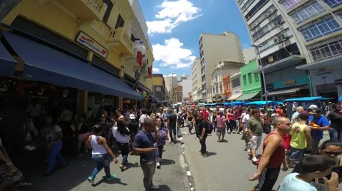 Time Lapse of Hundreds of People walk along the 25 March area in Sao Paulo Stock Footage 44751261