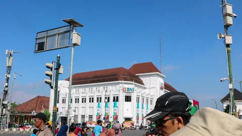 Time lapse Hyperlapse crowd of people on 0 km Yogyakarta Stock Footage 279195748