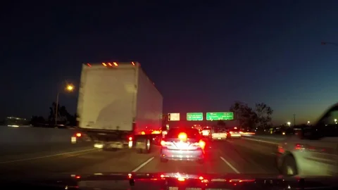 Time lapse hyperlapse of driving on route interstate 5, at night time, in L.. Stock Footage 72783015