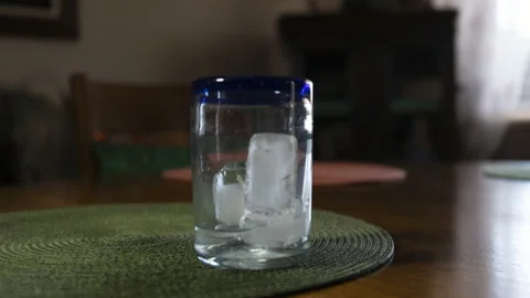 Time lapse of ice cubes melting in a drink glass Video stock 224947564