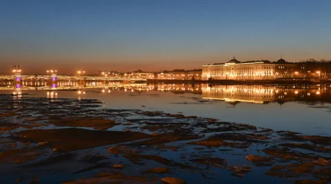 Time lapse of Ice drift on Neva river in St. Petersburg, Russia Stock Footage 48397885