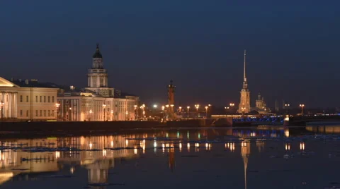 Time lapse of Ice drift on Neva river in St. Petersburg, Russia Stock Footage 48397964
