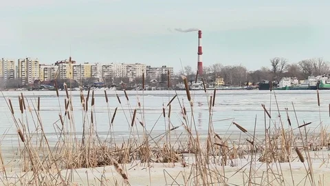 Time lapse of ice flow on the river Stock-Footage 74257617