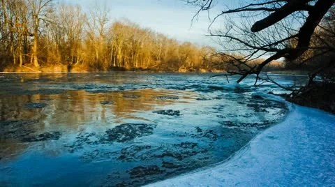 Time Lapse of ice in river Stock Footage 11631599