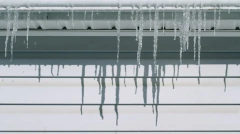 Time lapse of icicles melting in winter 4K Stock Footage 45916311