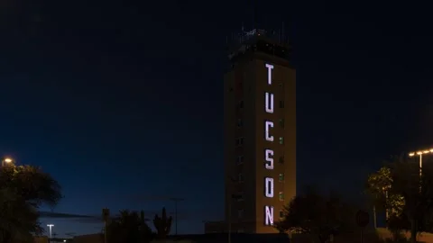 Time lapse of the iconic old control tower at Tucson International Airport Stock Footage 168493164