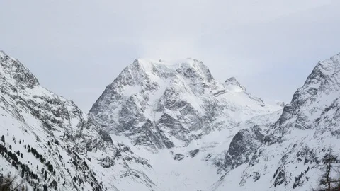 Time-lapse of idyllic mountain ranges covered with snow Stock Footage 113219505