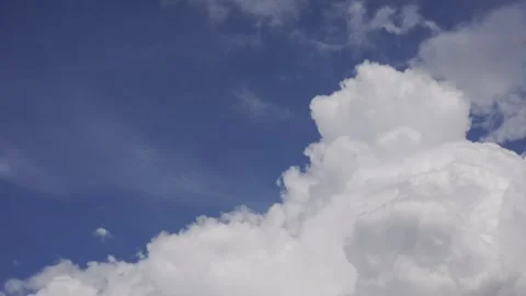 Time-lapse of Impressive white cumulus clouds gradually filling the blue sky Stock Footage 313503891