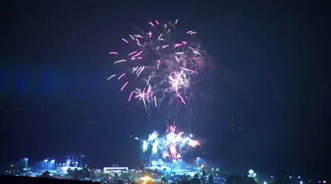 Time Lapse of Independence Day Fireworks over Dodger Stadium in LA -Zoom Out- Stock Footage 52574264